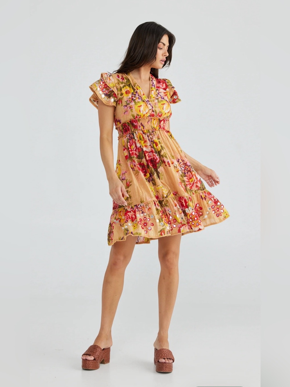 Women’s Talisman Valencia Floral Metallic Boho Dress size small